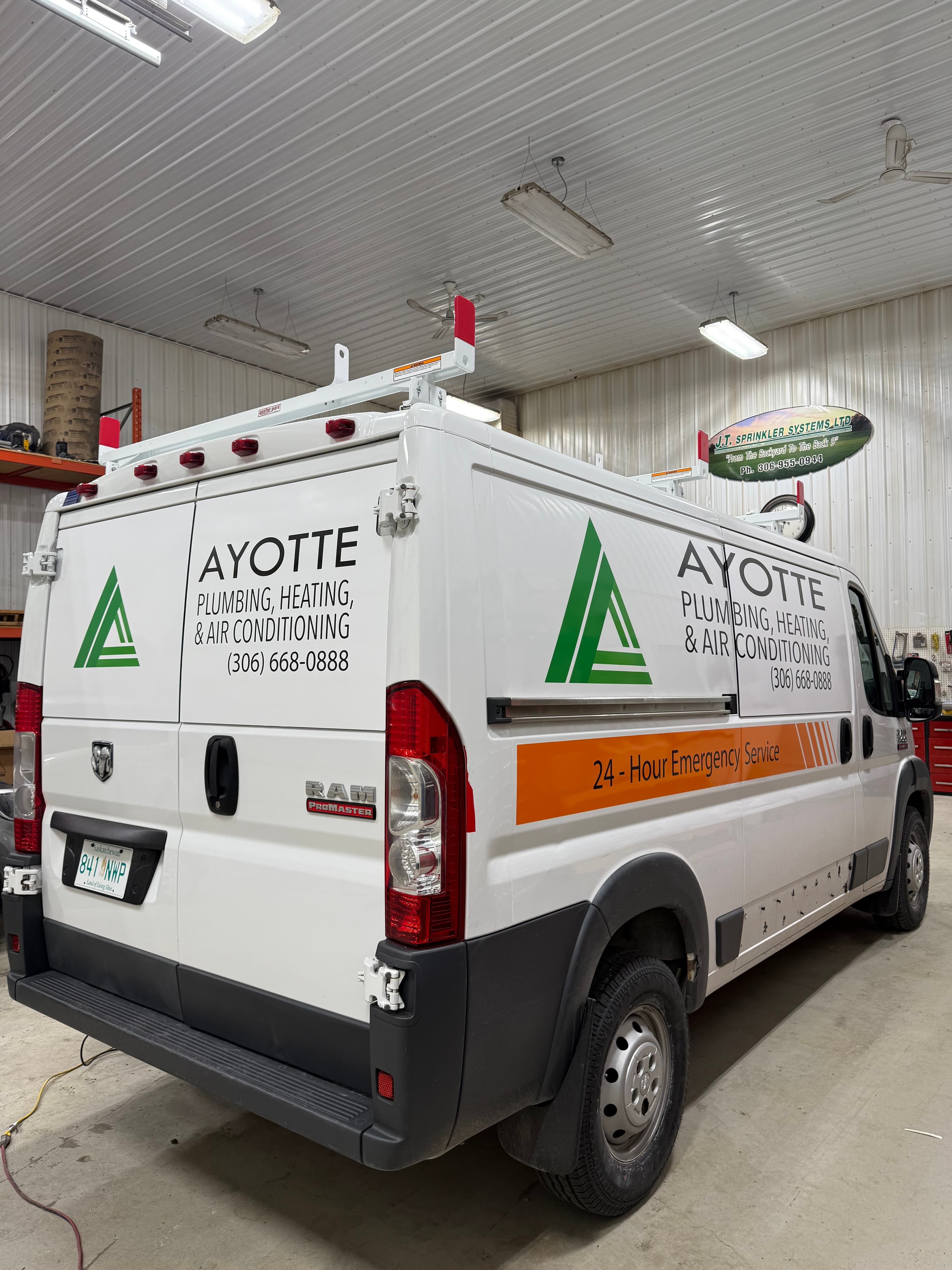 Van vinyl branding — Ayotte Plumbing, True Color Display Printing Saskatoon