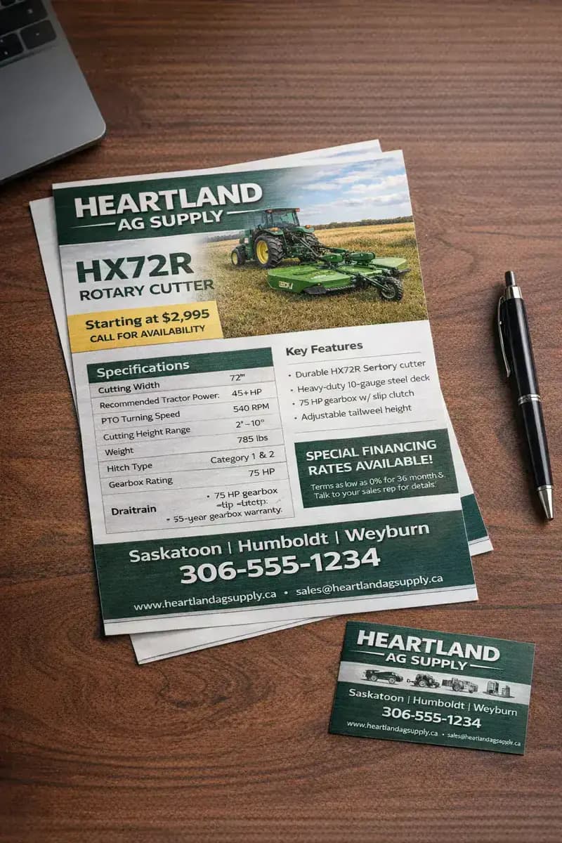 Product Spec Sheet — Flyer design example for Saskatchewan businesses — True Color Display Printing