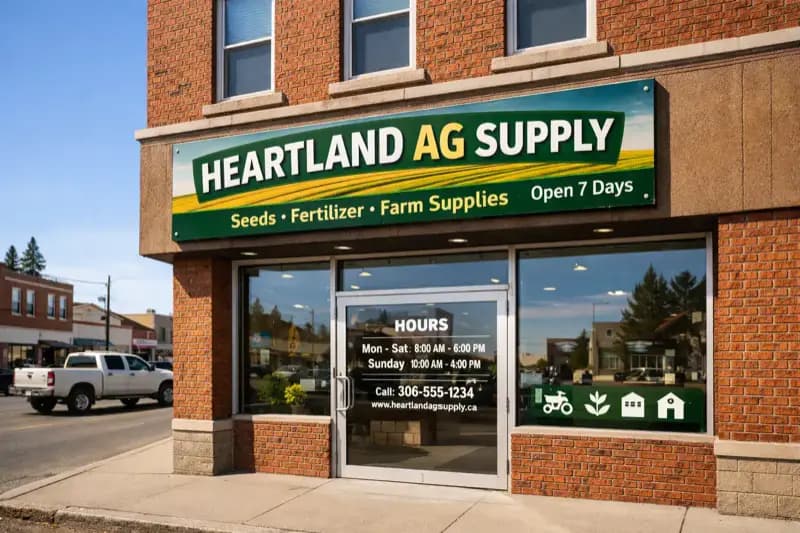 Retail Storefront Sign — ACP Sign design example for Saskatchewan businesses — True Color Display Printing