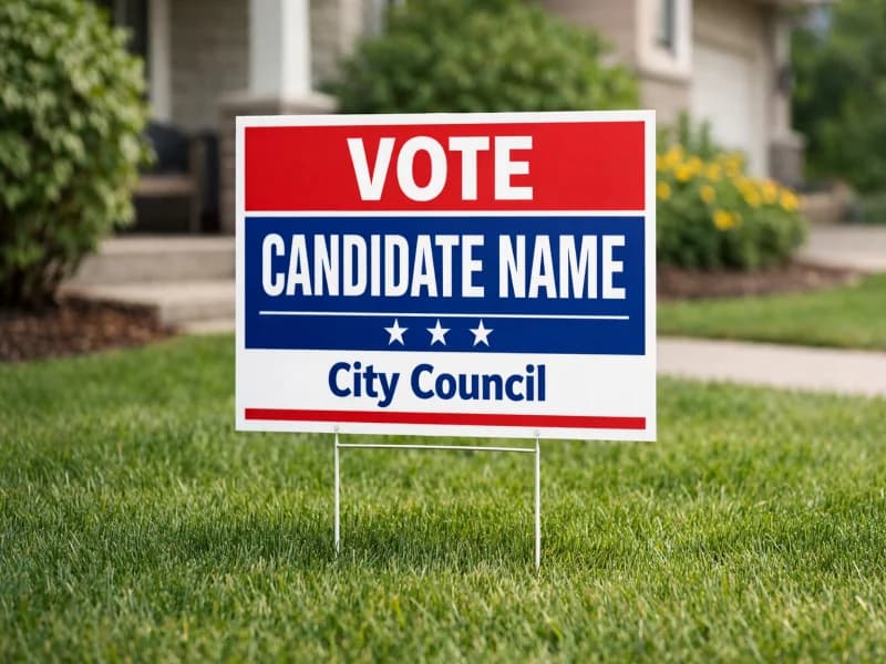 Election campaign coroplast sign printed in Saskatoon — True Color Display Printing, Saskatoon SK