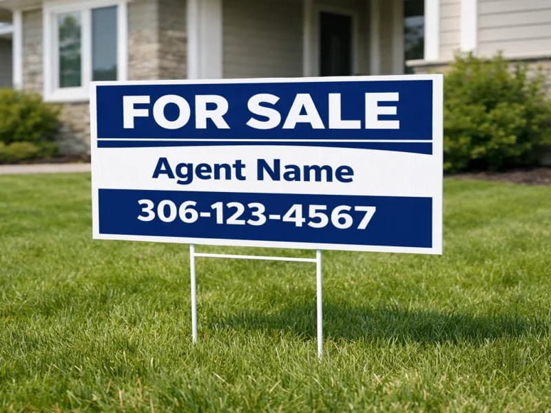 Real estate listing coroplast yard sign printed in Saskatoon — True Color Display Printing, Saskatoon SK