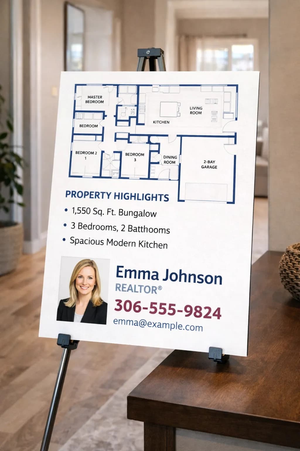 Real estate open house foamboard display board in Saskatoon — True Color Display Printing, Saskatoon SK