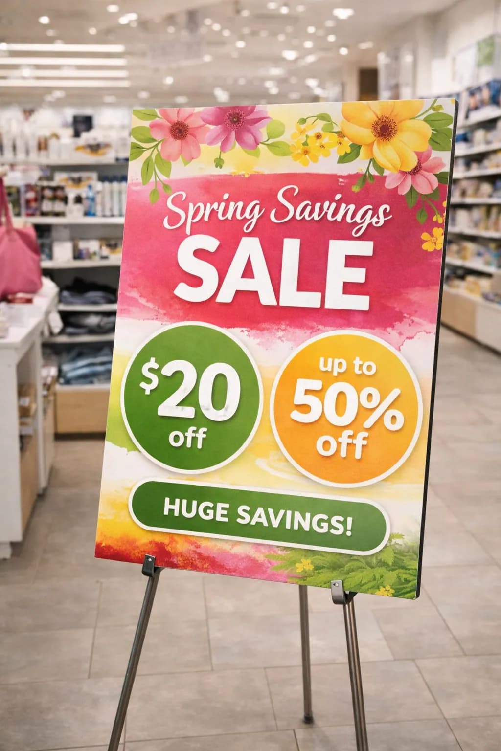 Retail store promotion foamboard display for Saskatoon business — True Color Display Printing, Saskatoon SK