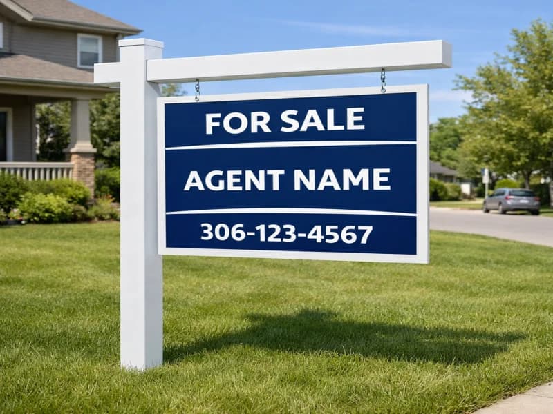 Real estate yard sign printed on coroplast in Saskatoon — True Color Display Printing, Saskatoon SK