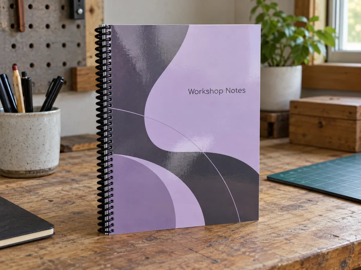 Illustrative Lilac and charcoal original workshop manual alternate cover, same physical binding