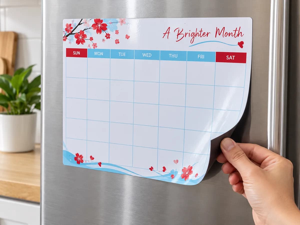 Illustrative Flexible thin magnetic back edge and smooth gloss printed face