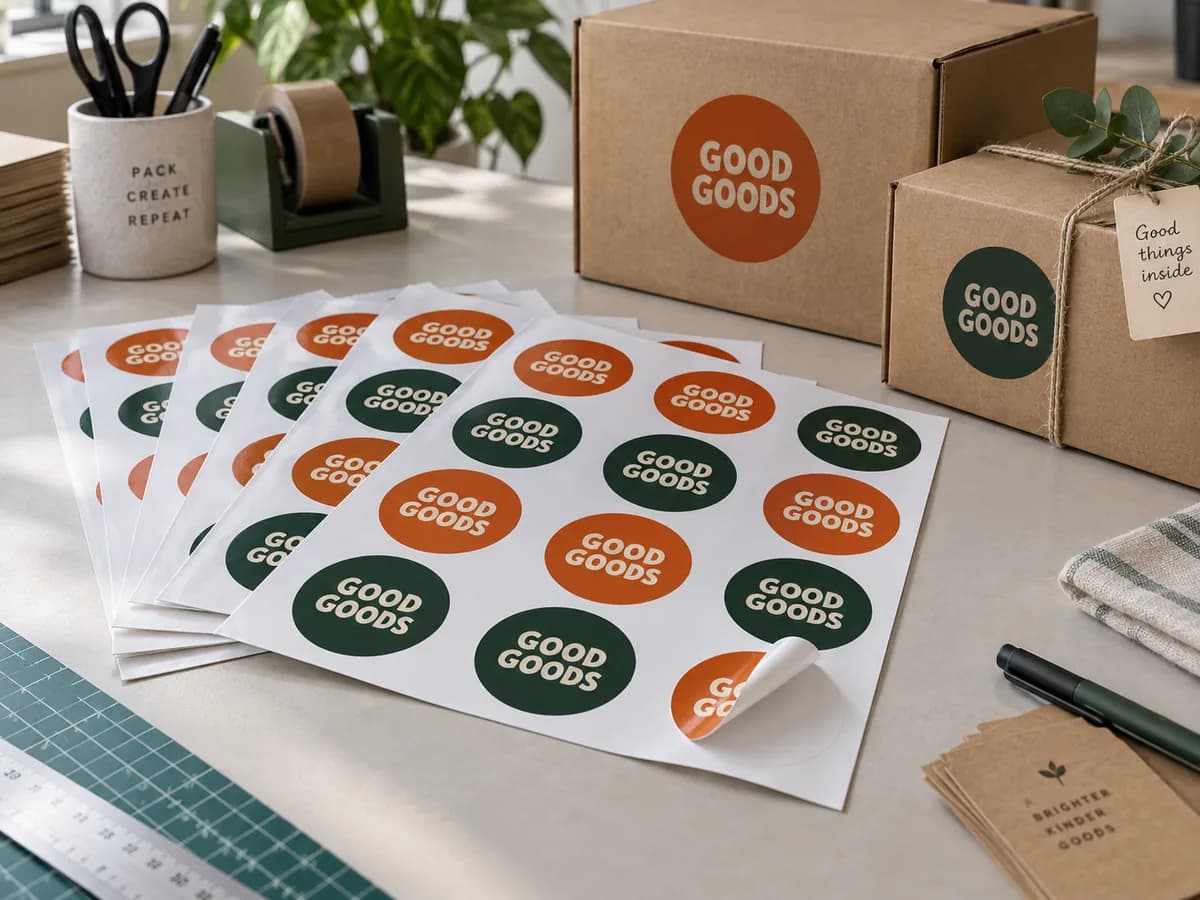 Illustrative Orderly sheets of repeated original fictional pantry labels, broad clear margins