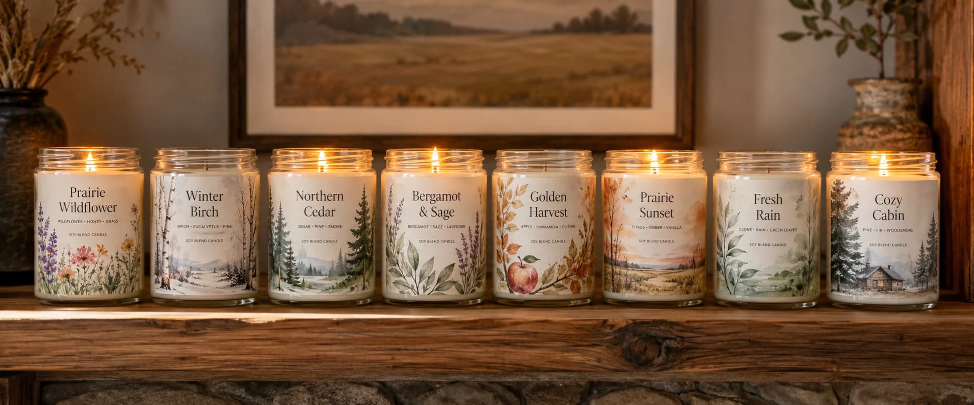 Candle and mason jar labels printed in Saskatoon by True Color