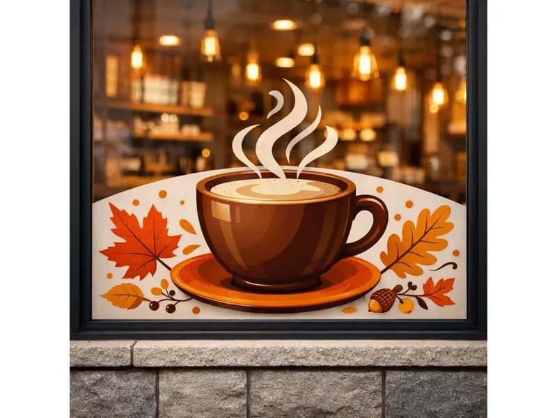 window decal coffee autumn