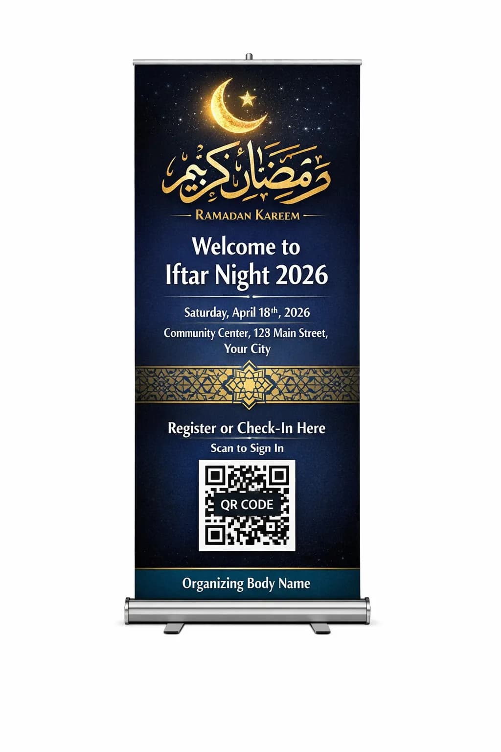 Welcome display retractable banner stand for Ramadan Iftar Night