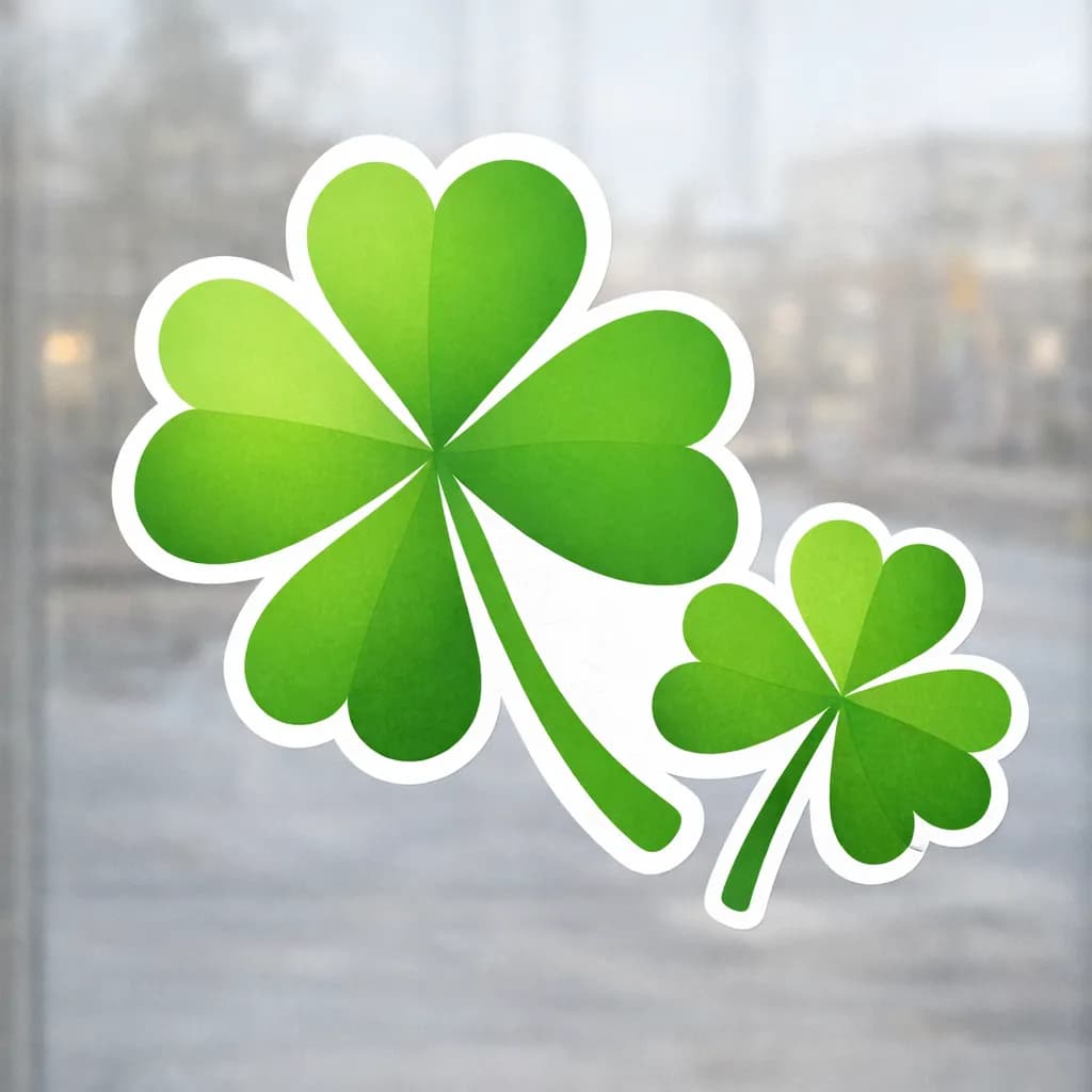 Shamrock cluster window decal for St. Patrick's Day storefront