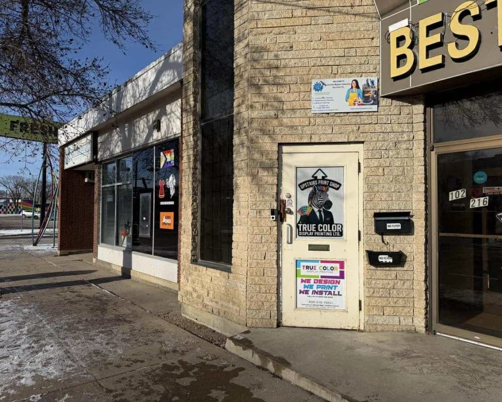True Color Display Printing storefront at 216 33rd St W, Saskatoon