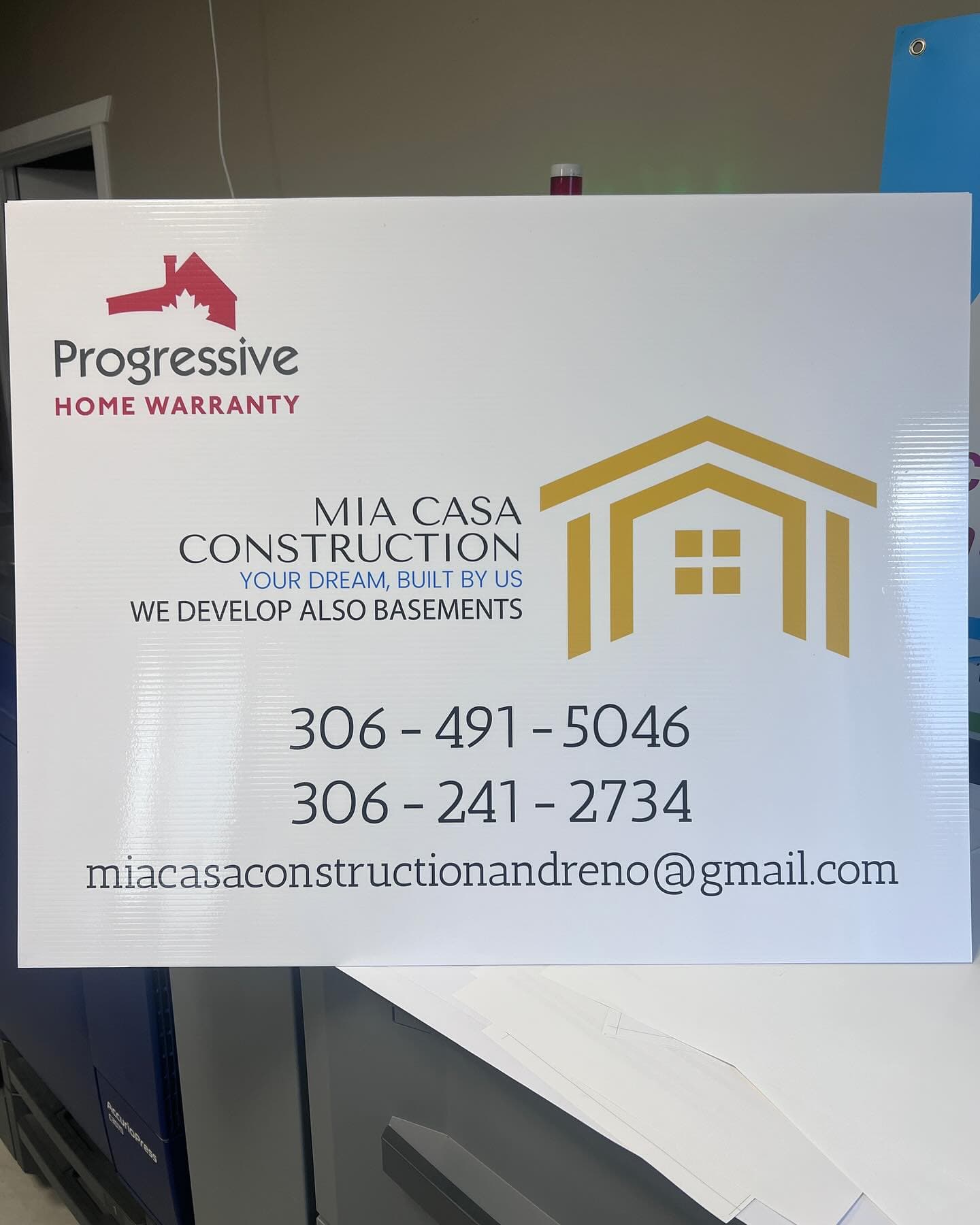 ACP Sign — Mia Casa Construction — True Color Display Printing Saskatoon