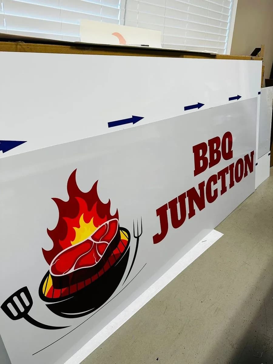 BBQ Junction wide vinyl banner printed by True Color Saskatoon