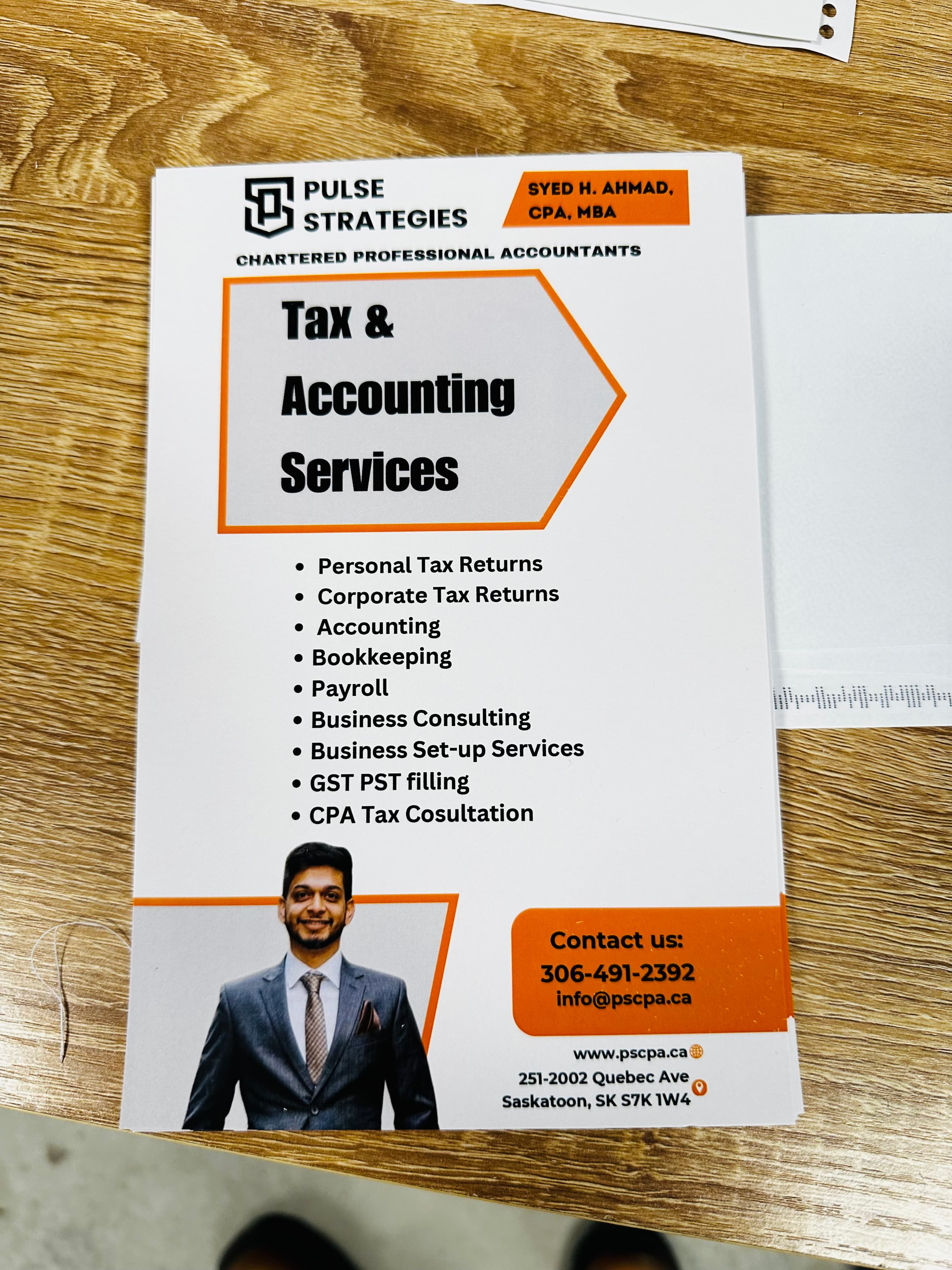 Professional Flyer — Pulse Strategies CPA — True Color Display Printing Saskatoon