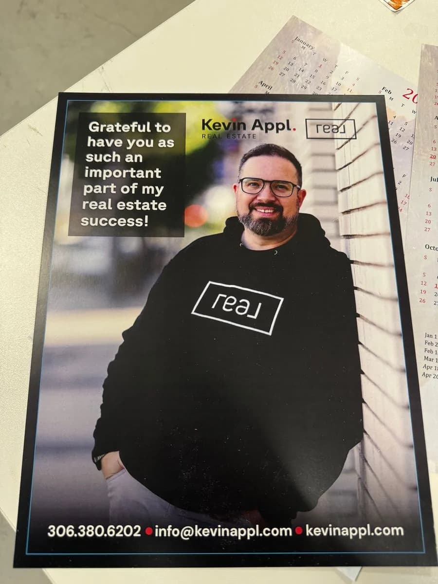 Framed photo poster for realtor Kevin Appl printed in Saskatoon