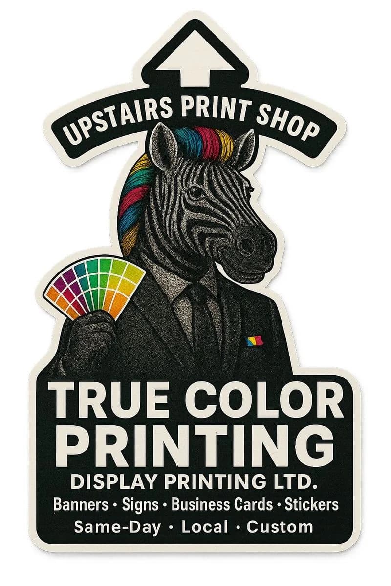 True Color zebra die-cut sticker printed in Saskatoon print shop