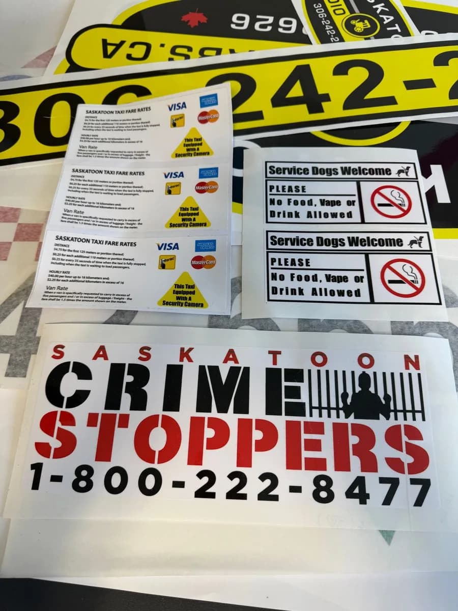 Saskatoon Crime Stoppers decals and sticker sheets printed by True Color