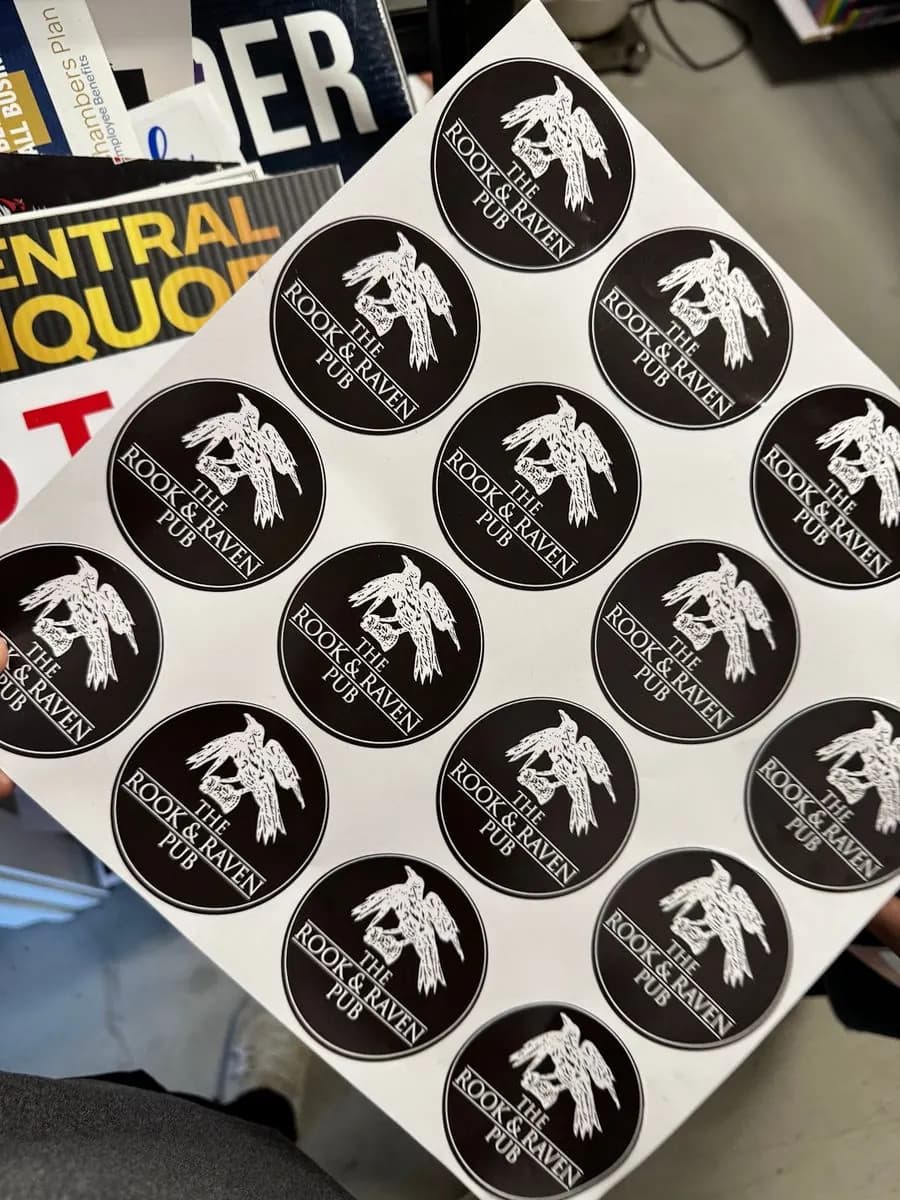 Rock Water Brewing die-cut logo stickers printed in Saskatoon