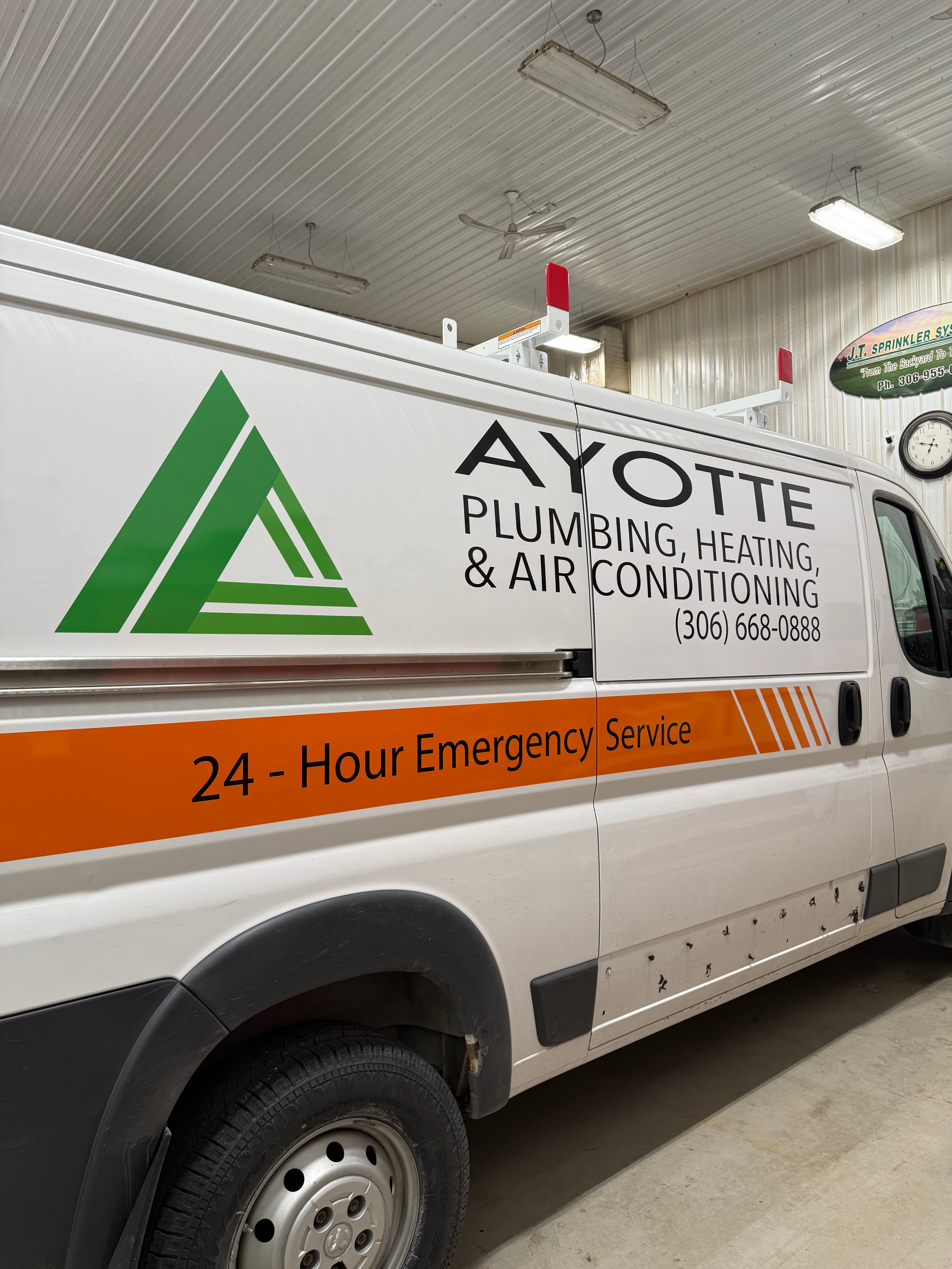Full Side Vinyl — Ayotte Service Van — True Color Display Printing Saskatoon