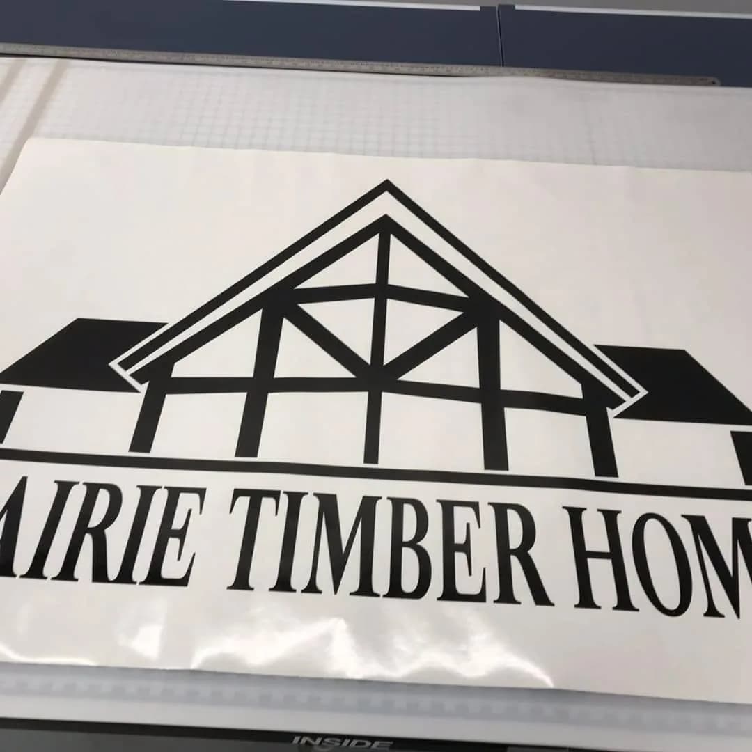 Prairie Timber Homes large cut vinyl lettering printed in Saskatoon
