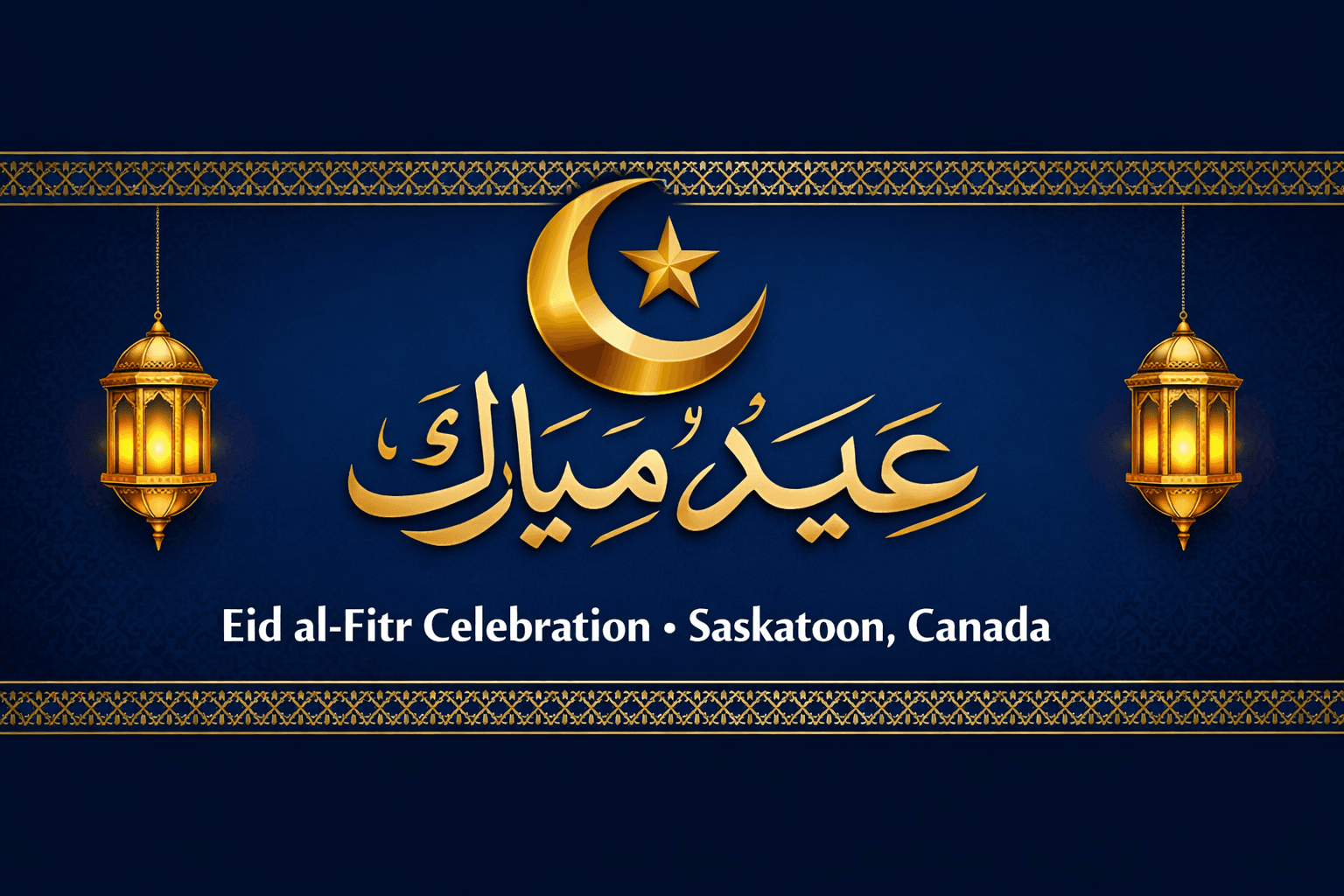 Traditional Elegance — navy gold Eid banner