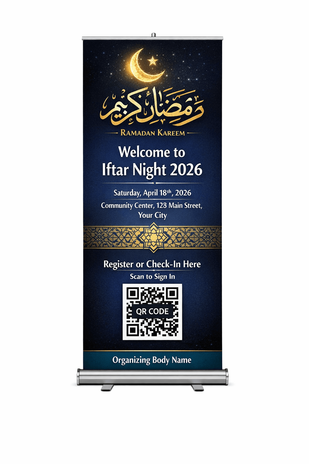 Welcome display retractable banner stand for Ramadan Iftar Night